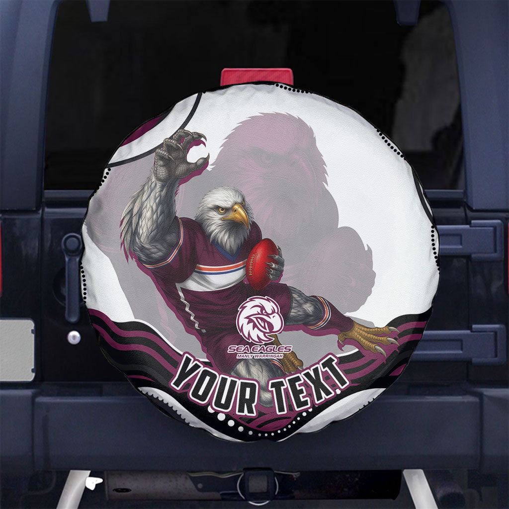 Personalized Manly Warringah Sea Eagles Spare Tire Cover Aboriginal Dot Art - Dreamtime Rugby Mascot