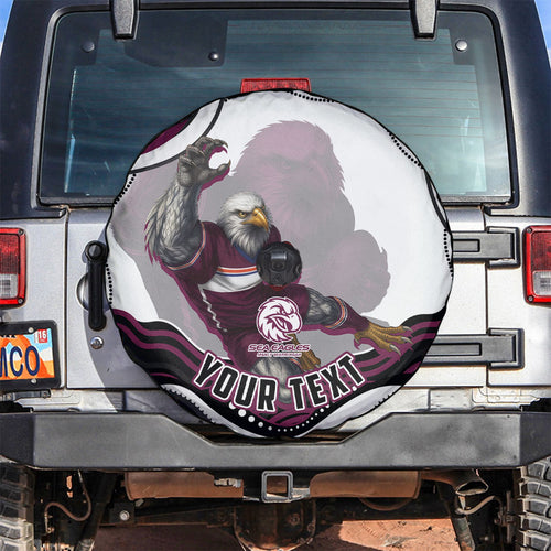 Personalized Manly Warringah Sea Eagles Spare Tire Cover Aboriginal Dot Art - Dreamtime Rugby Mascot