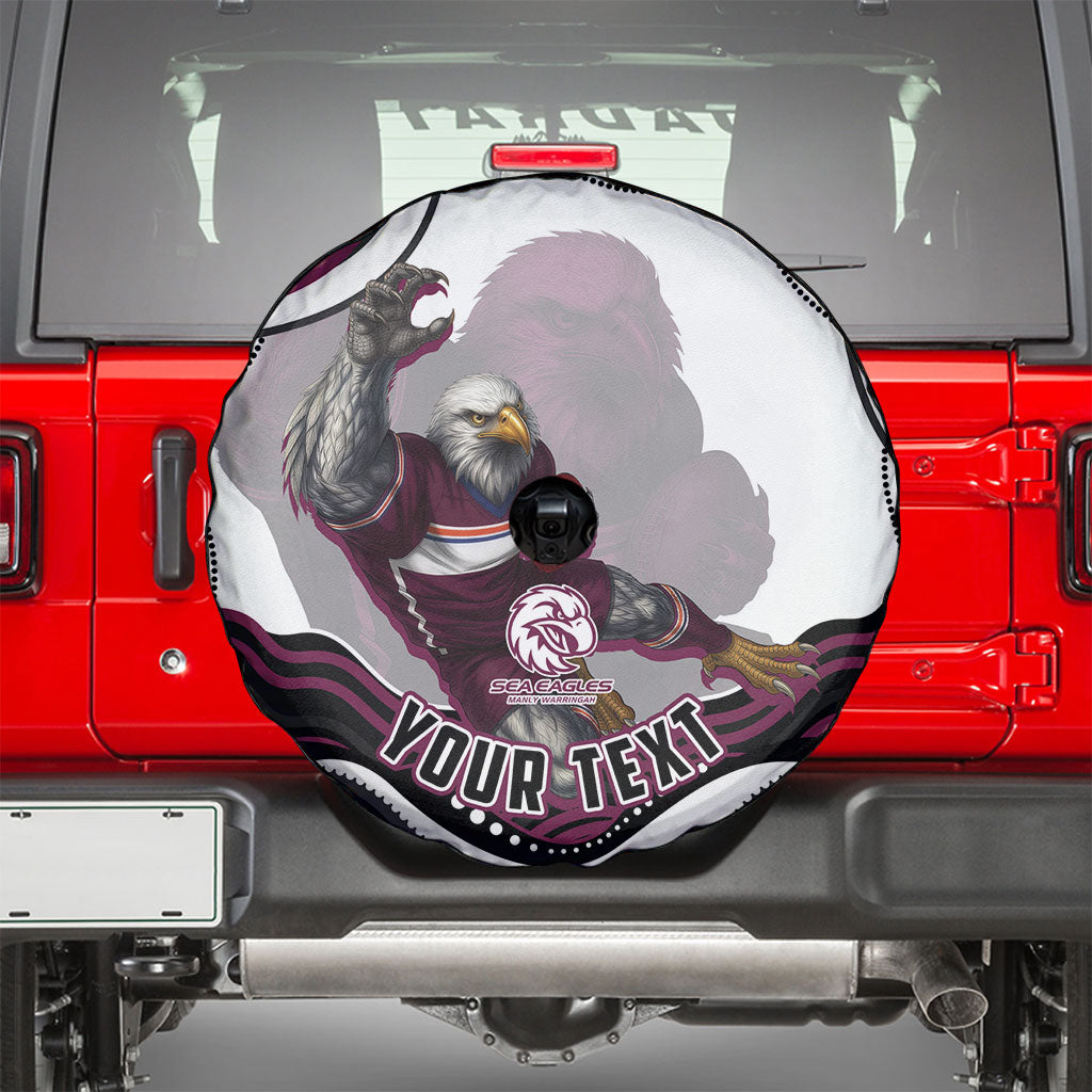 Personalized Manly Warringah Sea Eagles Spare Tire Cover Aboriginal Dot Art - Dreamtime Rugby Mascot