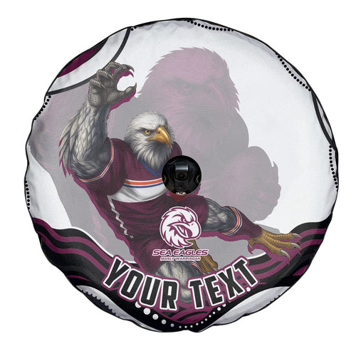 Personalized Manly Warringah Sea Eagles Spare Tire Cover Aboriginal Dot Art - Dreamtime Rugby Mascot
