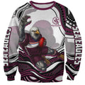 Personalized Manly Warringah Sea Eagles Sweatshirt Aboriginal Dot Art - Dreamtime Rugby Mascot