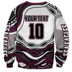 Personalized Manly Warringah Sea Eagles Sweatshirt Aboriginal Dot Art - Dreamtime Rugby Mascot