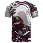 Personalized Manly Warringah Sea Eagles T Shirt Aboriginal Dot Art - Dreamtime Rugby Mascot