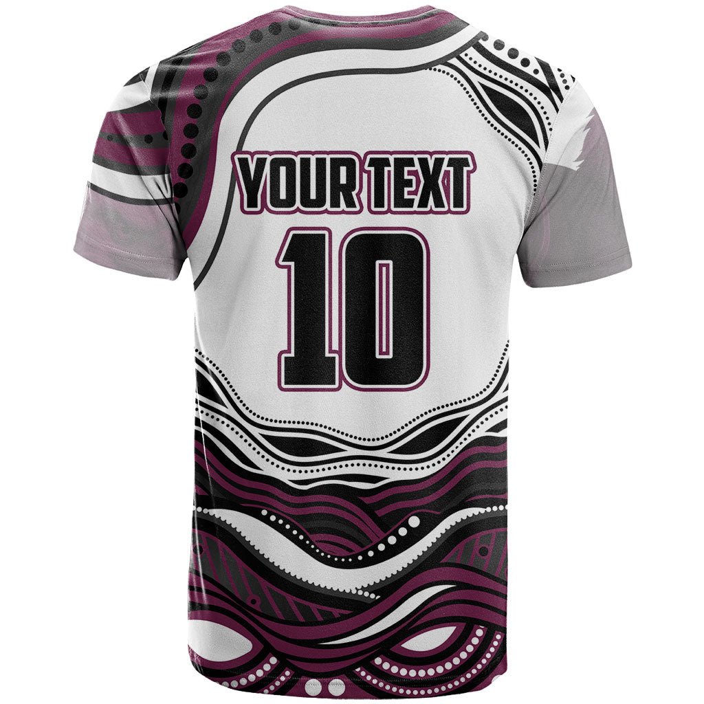 Personalized Manly Warringah Sea Eagles T Shirt Aboriginal Dot Art - Dreamtime Rugby Mascot
