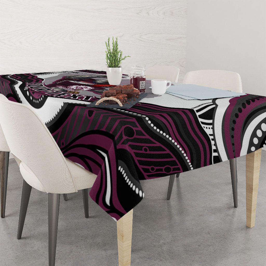 Personalized Manly Warringah Sea Eagles Tablecloth Aboriginal Dot Art - Dreamtime Rugby Mascot