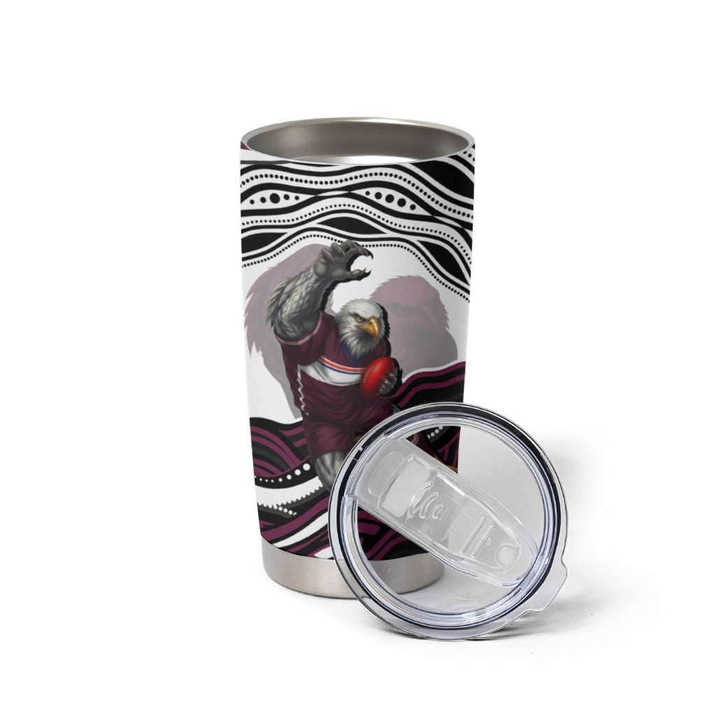 Personalized Manly Warringah Sea Eagles Tumbler Cup Aboriginal Dot Art - Dreamtime Rugby Mascot