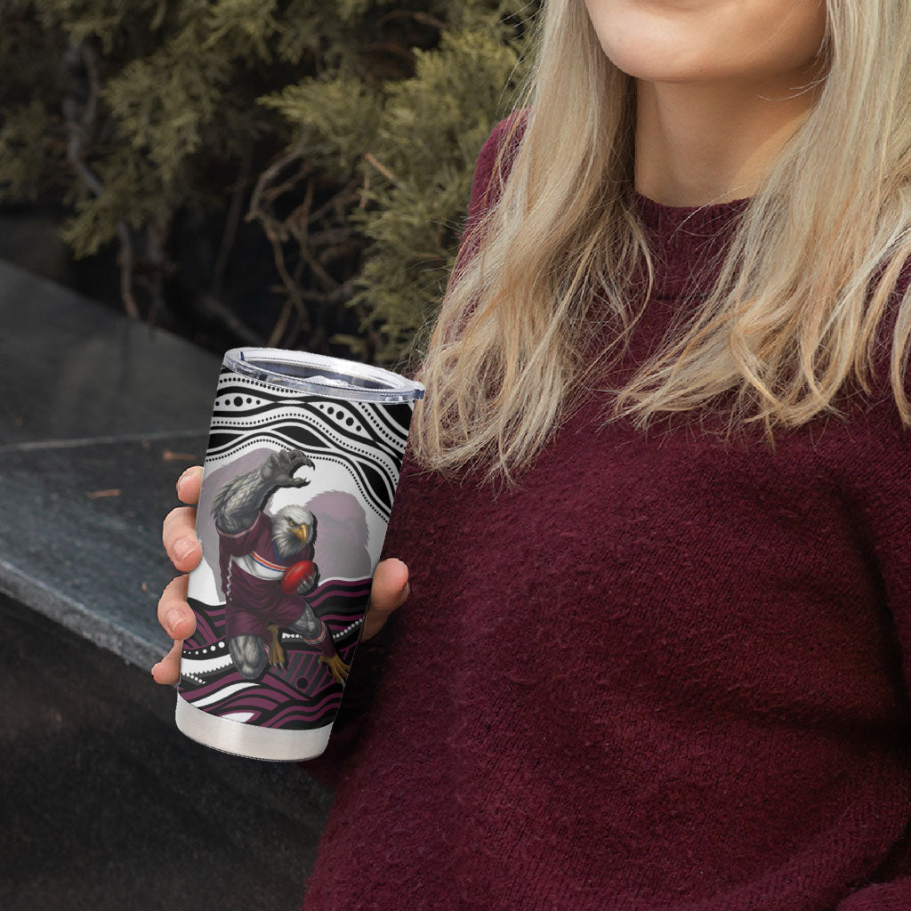 Personalized Manly Warringah Sea Eagles Tumbler Cup Aboriginal Dot Art - Dreamtime Rugby Mascot