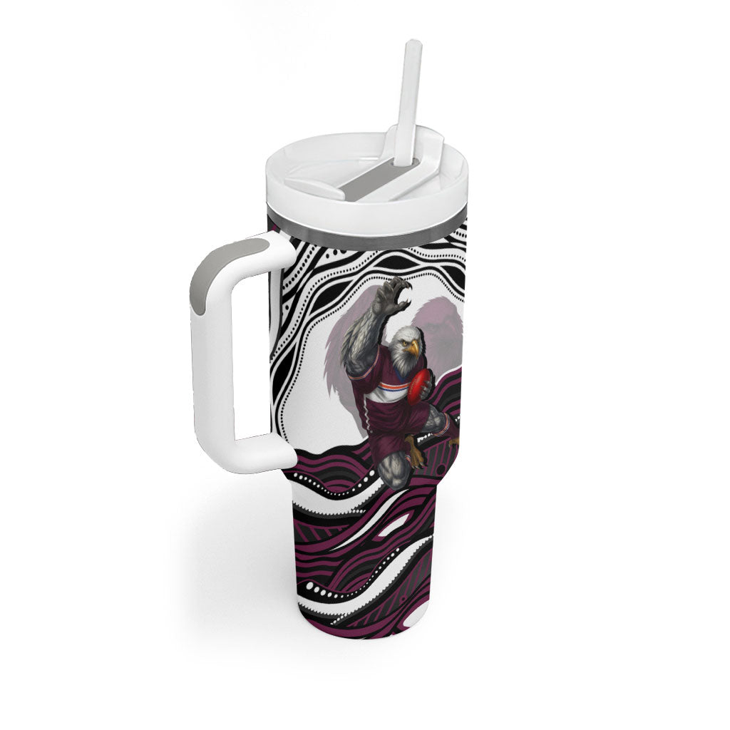 Personalized Manly Warringah Sea Eagles Tumbler With Handle Aboriginal Dot Art - Dreamtime Rugby Mascot