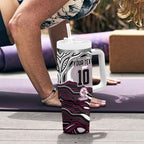 Personalized Manly Warringah Sea Eagles Tumbler With Handle Aboriginal Dot Art - Dreamtime Rugby Mascot