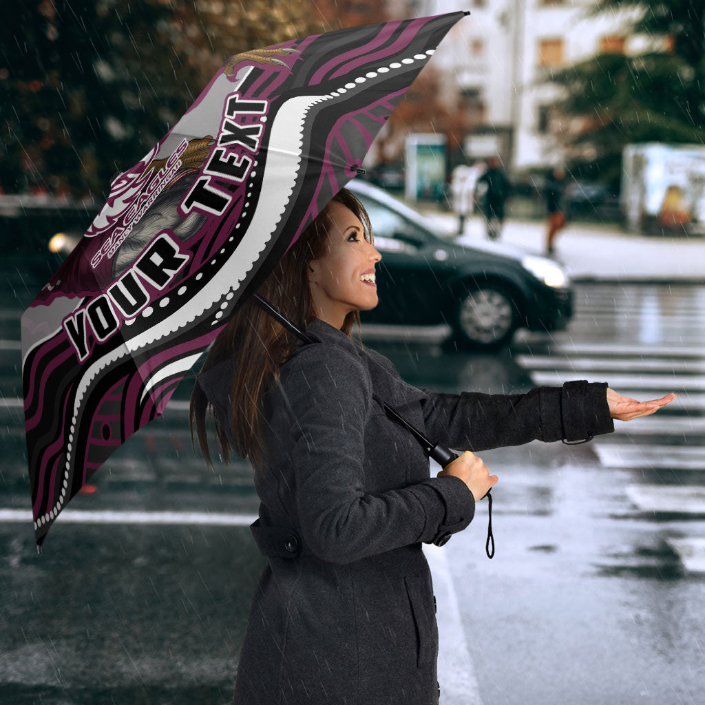 Personalized Manly Warringah Sea Eagles Umbrella Aboriginal Dot Art - Dreamtime Rugby Mascot