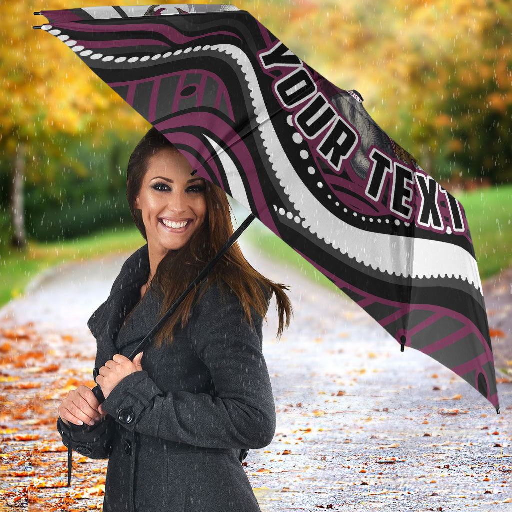 Personalized Manly Warringah Sea Eagles Umbrella Aboriginal Dot Art - Dreamtime Rugby Mascot