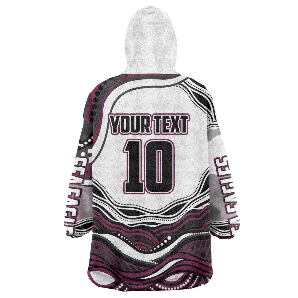Personalized Manly Warringah Sea Eagles Wearable Blanket Hoodie Aboriginal Dot Art - Dreamtime Rugby Mascot