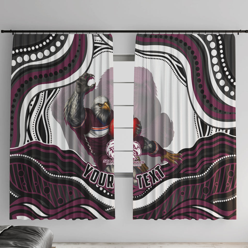 Personalized Manly Warringah Sea Eagles Window Curtain Aboriginal Dot Art - Dreamtime Rugby Mascot