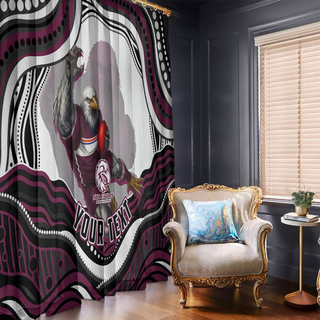 Personalized Manly Warringah Sea Eagles Window Curtain Aboriginal Dot Art - Dreamtime Rugby Mascot