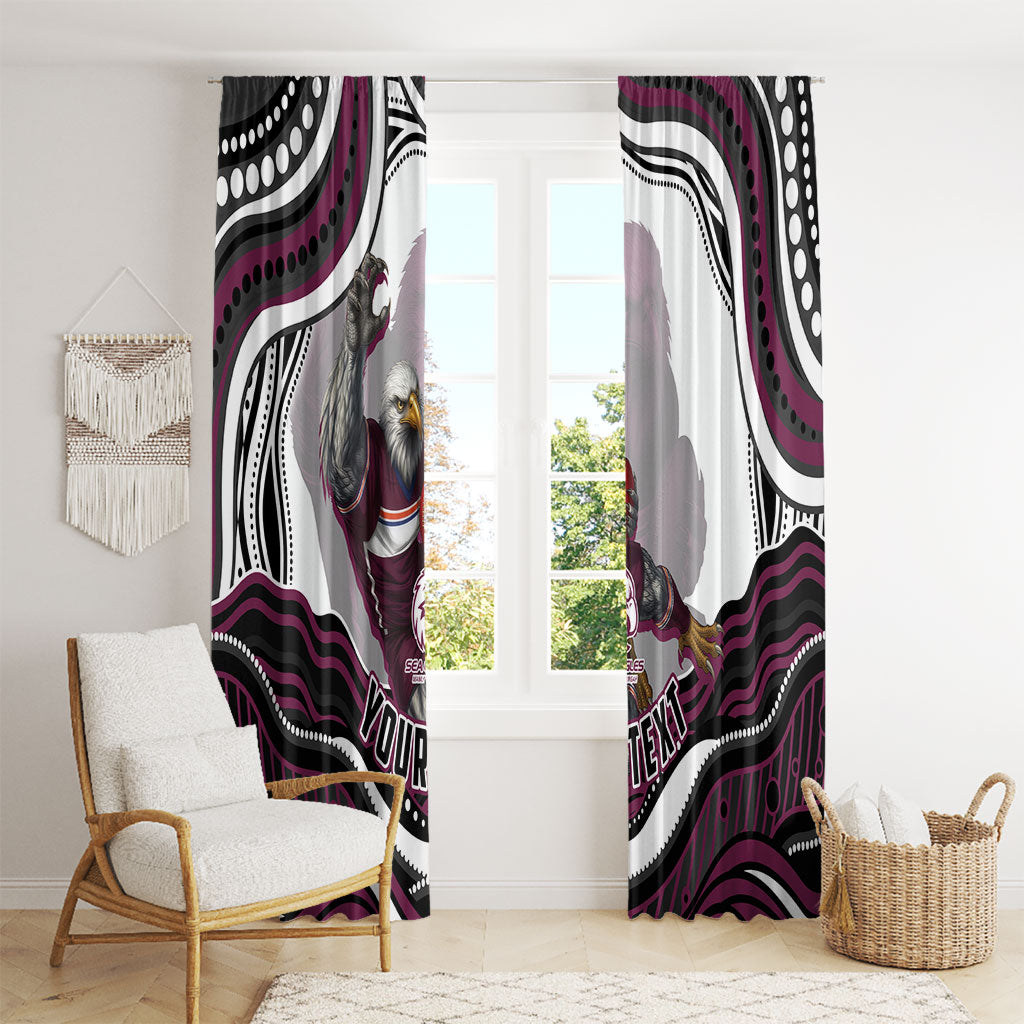 Personalized Manly Warringah Sea Eagles Window Curtain Aboriginal Dot Art - Dreamtime Rugby Mascot