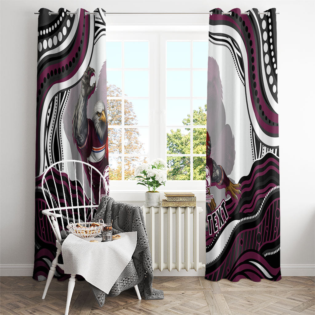 Personalized Manly Warringah Sea Eagles Window Curtain Aboriginal Dot Art - Dreamtime Rugby Mascot