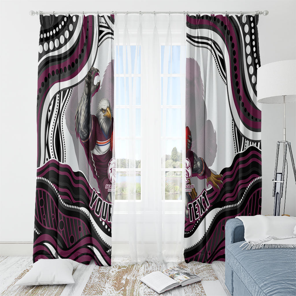 Personalized Manly Warringah Sea Eagles Window Curtain Aboriginal Dot Art - Dreamtime Rugby Mascot