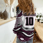 Personalized Manly Warringah Sea Eagles Women Casual Shirt Aboriginal Dot Art - Dreamtime Rugby Mascot