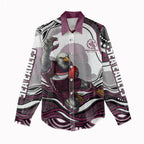 Personalized Manly Warringah Sea Eagles Women Casual Shirt Aboriginal Dot Art - Dreamtime Rugby Mascot