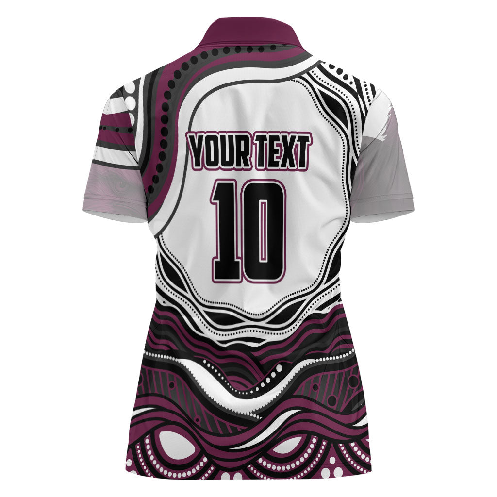Personalized Manly Warringah Sea Eagles Women Polo Shirt Aboriginal Dot Art - Dreamtime Rugby Mascot