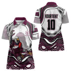 Personalized Manly Warringah Sea Eagles Women Polo Shirt Aboriginal Dot Art - Dreamtime Rugby Mascot