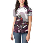 Personalized Manly Warringah Sea Eagles Women Polo Shirt Aboriginal Dot Art - Dreamtime Rugby Mascot