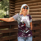 Personalized Manly Warringah Sea Eagles Women Polo Shirt Aboriginal Dot Art - Dreamtime Rugby Mascot