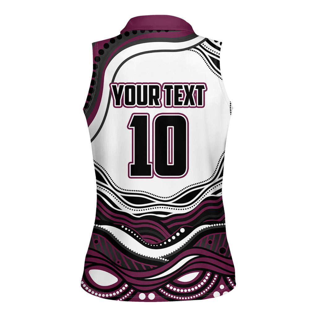 Personalized Manly Warringah Sea Eagles Women Sleeveless Polo Shirt Aboriginal Dot Art - Dreamtime Rugby Mascot
