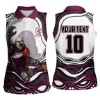 Personalized Manly Warringah Sea Eagles Women Sleeveless Polo Shirt Aboriginal Dot Art - Dreamtime Rugby Mascot
