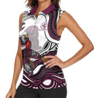 Personalized Manly Warringah Sea Eagles Women Sleeveless Polo Shirt Aboriginal Dot Art - Dreamtime Rugby Mascot