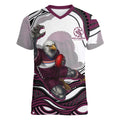 Personalized Manly Warringah Sea Eagles Women V-Neck T-Shirt Aboriginal Dot Art - Dreamtime Rugby Mascot