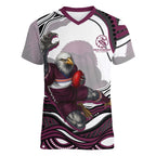 Personalized Manly Warringah Sea Eagles Women V-Neck T-Shirt Aboriginal Dot Art - Dreamtime Rugby Mascot
