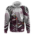 Personalized Manly Warringah Sea Eagles Zip Hoodie Aboriginal Dot Art - Dreamtime Rugby Mascot