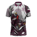 Personalized Manly Warringah Sea Eagles Zipper Polo Shirt Aboriginal Dot Art - Dreamtime Rugby Mascot
