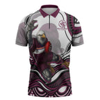 Personalized Manly Warringah Sea Eagles Zipper Polo Shirt Aboriginal Dot Art - Dreamtime Rugby Mascot