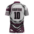 Personalized Manly Warringah Sea Eagles Zipper Polo Shirt Aboriginal Dot Art - Dreamtime Rugby Mascot