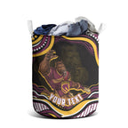 Personalized Brisbane Broncos Laundry Basket Aboriginal Dot Art - Dreamtime Rugby Mascot