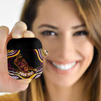 Personalized Brisbane Broncos AirPods Case Aboriginal Dot Art - Dreamtime Rugby Mascot