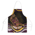 Personalized Brisbane Broncos Apron Aboriginal Dot Art - Dreamtime Rugby Mascot