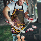 Personalized Brisbane Broncos Apron Aboriginal Dot Art - Dreamtime Rugby Mascot
