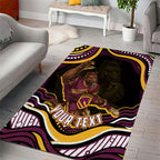 Personalized Brisbane Broncos Area Rug Aboriginal Dot Art - Dreamtime Rugby Mascot