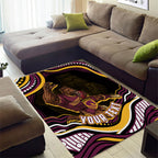 Personalized Brisbane Broncos Area Rug Aboriginal Dot Art - Dreamtime Rugby Mascot