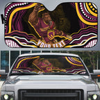 Personalized Brisbane Broncos Auto Sun Shade Aboriginal Dot Art - Dreamtime Rugby Mascot