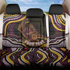 Personalized Brisbane Broncos Back Car Seat Cover Aboriginal Dot Art - Dreamtime Rugby Mascot