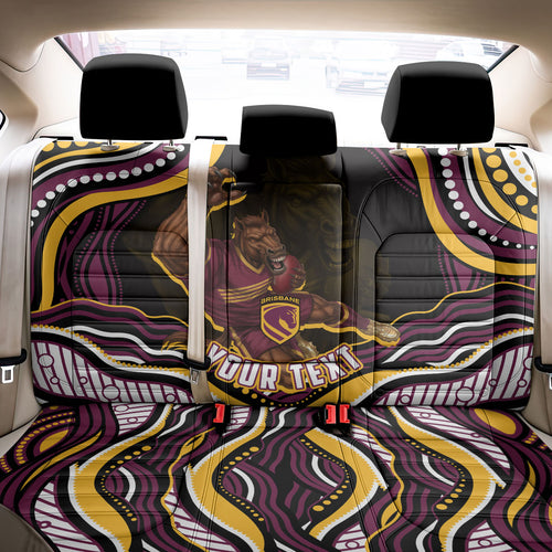 Personalized Brisbane Broncos Back Car Seat Cover Aboriginal Dot Art - Dreamtime Rugby Mascot