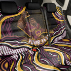 Personalized Brisbane Broncos Back Car Seat Cover Aboriginal Dot Art - Dreamtime Rugby Mascot