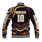 Personalized Brisbane Broncos Baseball Jacket Aboriginal Dot Art - Dreamtime Rugby Mascot