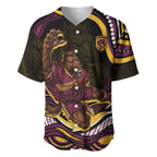 Personalized Brisbane Broncos Baseball Jersey Aboriginal Dot Art - Dreamtime Rugby Mascot