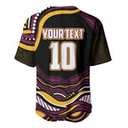 Personalized Brisbane Broncos Baseball Jersey Aboriginal Dot Art - Dreamtime Rugby Mascot