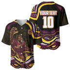 Personalized Brisbane Broncos Baseball Jersey Aboriginal Dot Art - Dreamtime Rugby Mascot